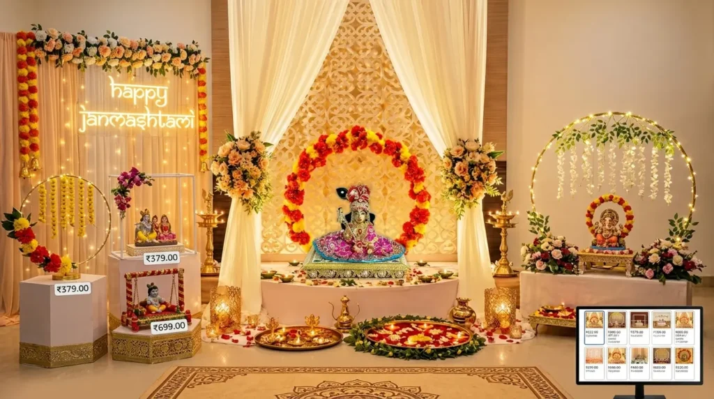 Janmashtami Decoration Ideas Krishna Theme Backdrop